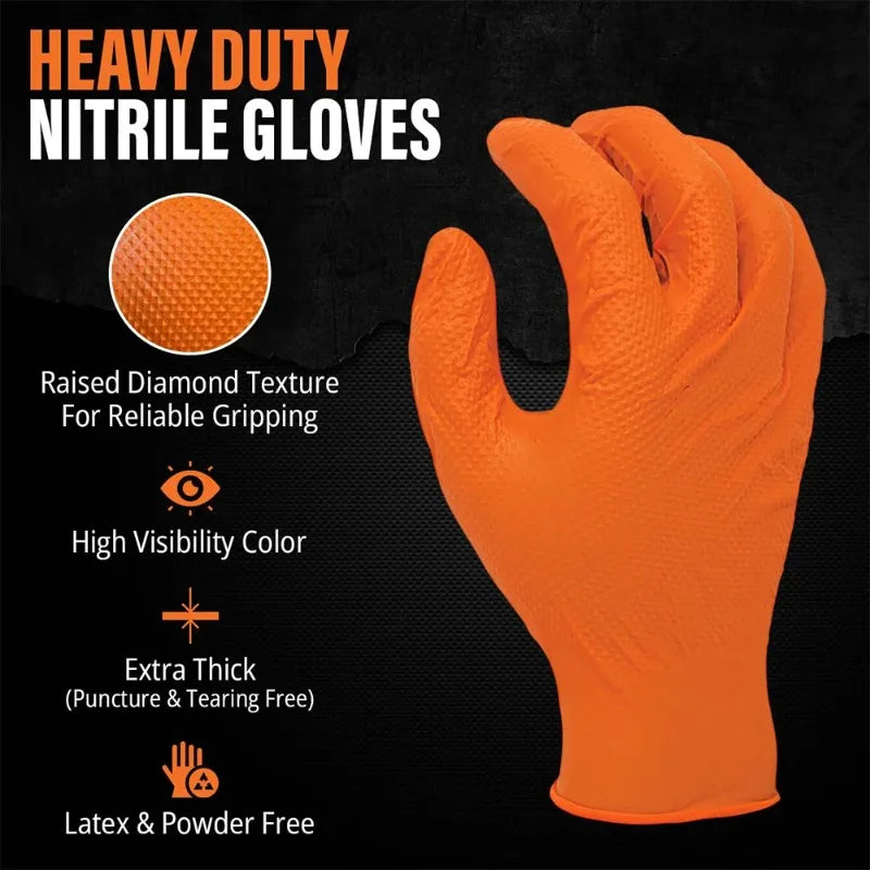 2-100PCS Heavy Duty Disposable Nitrile Gloves
