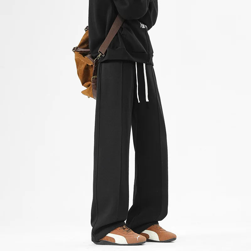 Men's loose deep drawstring elastic waist pants