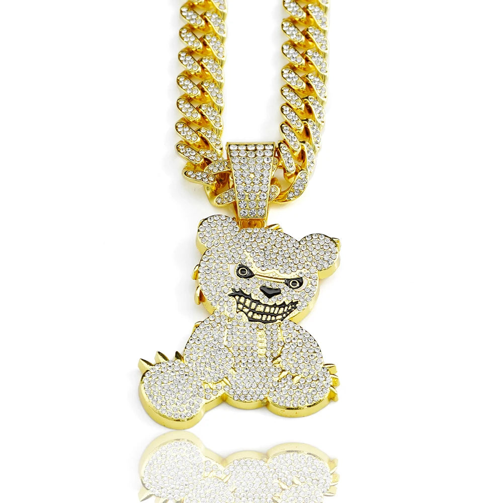 Aggressive Bear Pendants  with Cuban Chain
