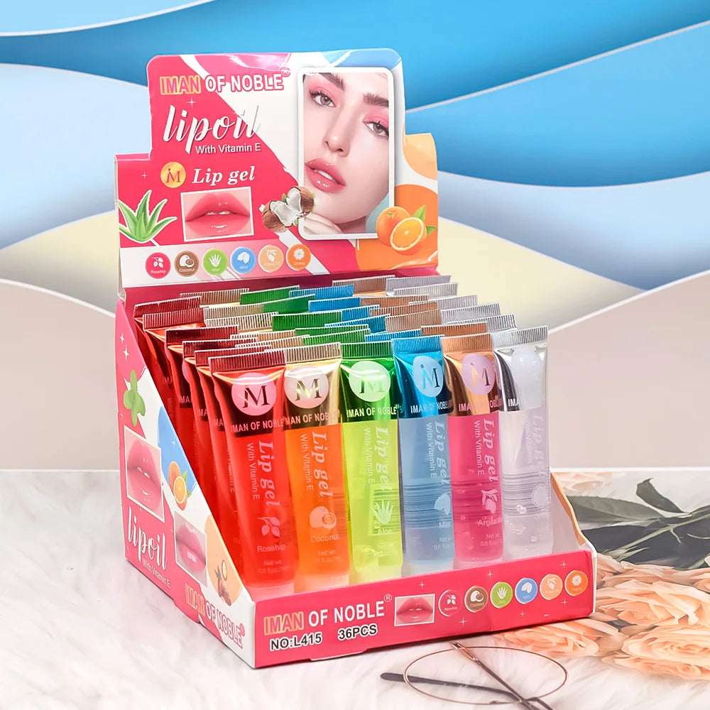 6Pcs Fruity Flavor Watery Glossy Lip Gloss Set.