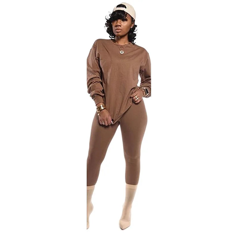 two piece set women  stacked leggings
