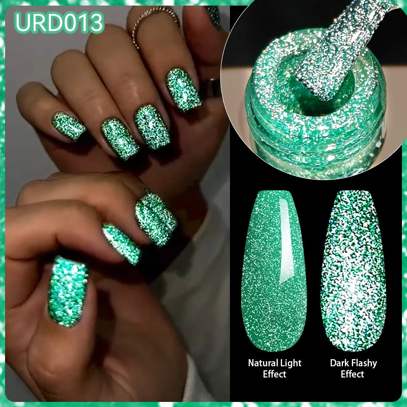 15ml Champagne Gold Sliver Reflective Glitter Gel Nail Polish