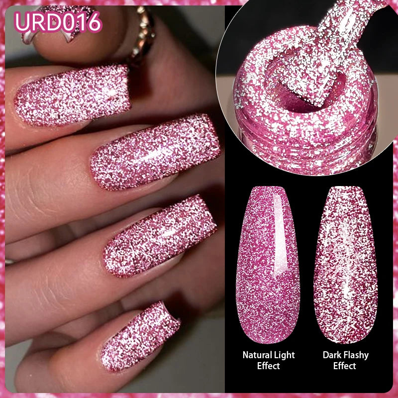 15ml Champagne Gold Sliver Reflective Glitter Gel Nail Polish