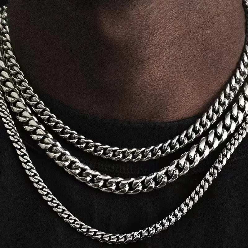Stainless Steel 3,5,7mm Curb Cuban Necklaces For Men
