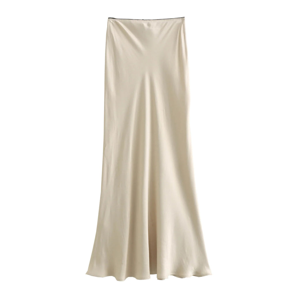 Women's Satin Bow-Decorated High-Waist Skirt
