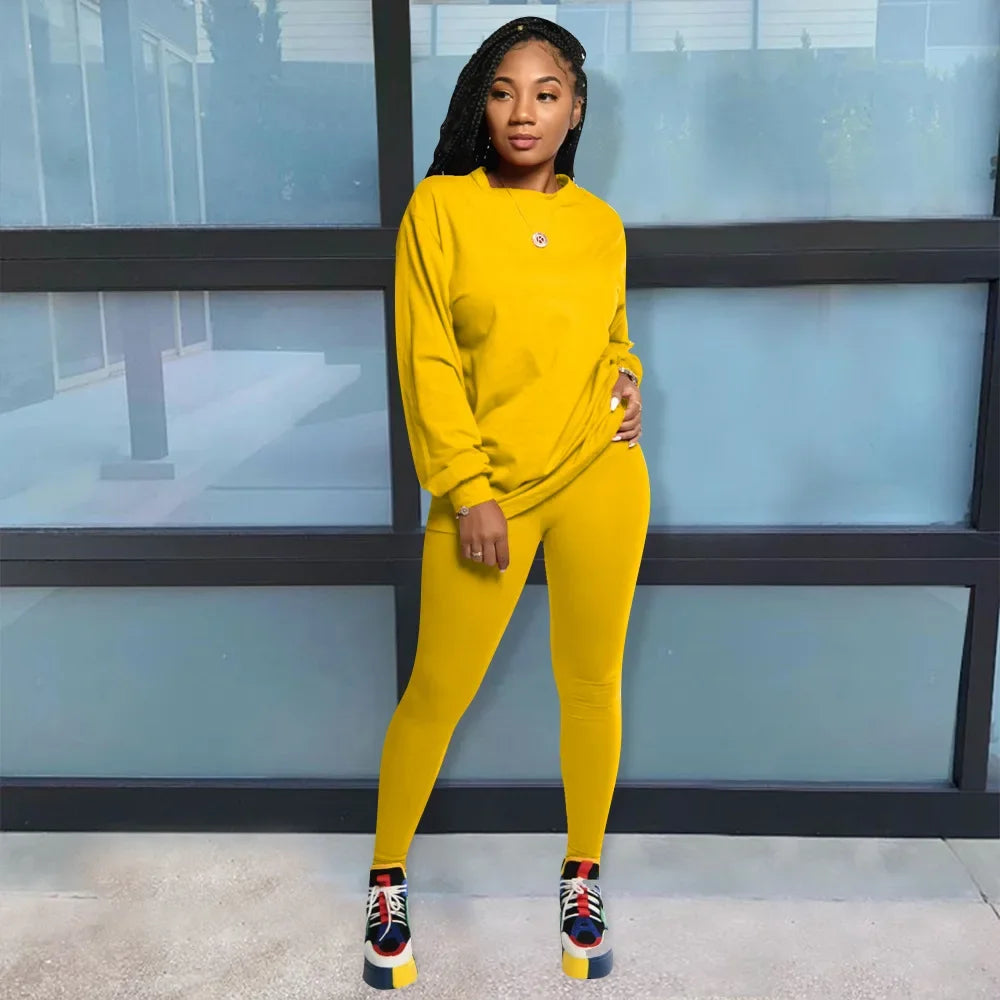 two piece set women  stacked leggings