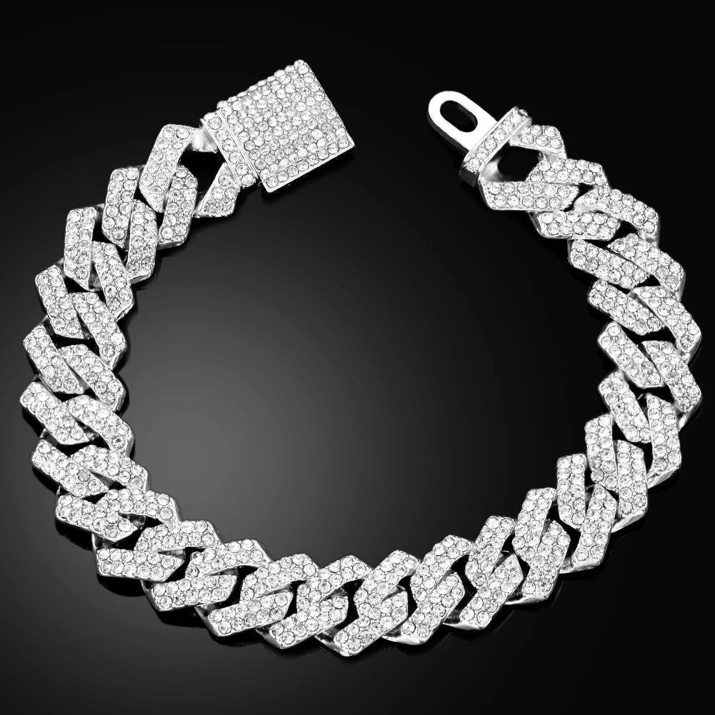 14MM Iced Cuban Chain Bracelet for Men