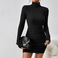 Women Long Sleeves Turtleneck Solid Bodycon