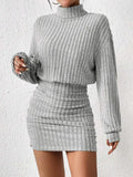 High Neck Knitted bodycon dress