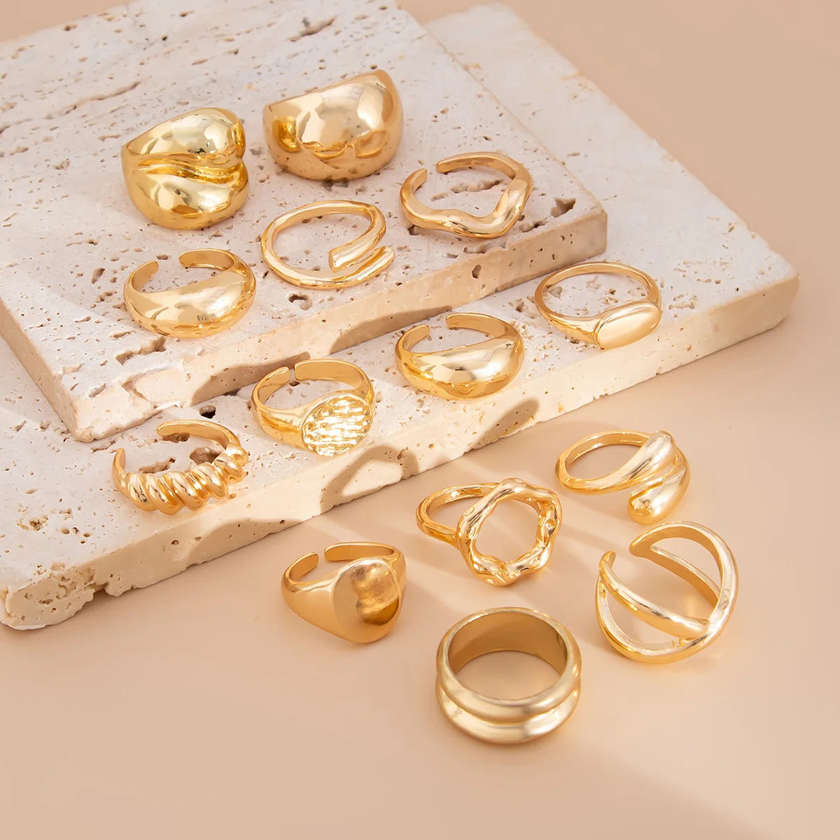 14pcs/set Vintage Metal Rings For Women