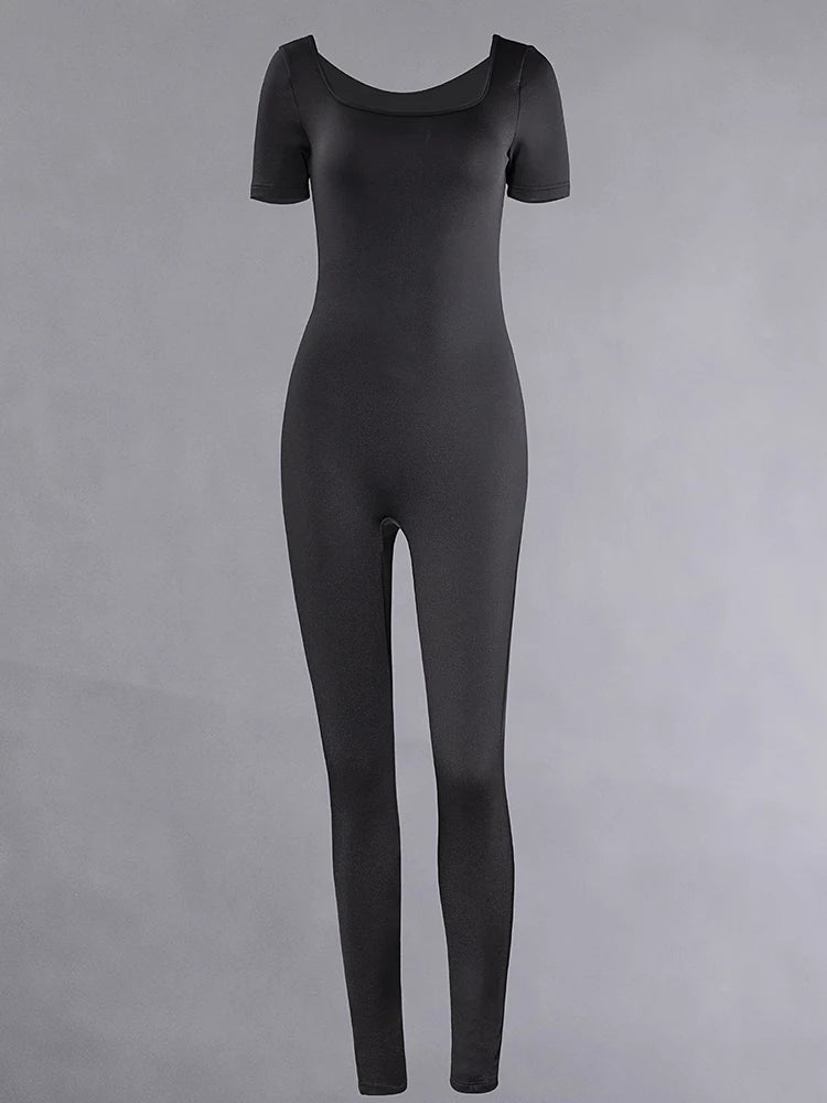 Women's Rompers Short Sleeve Solid Skinny Body-con