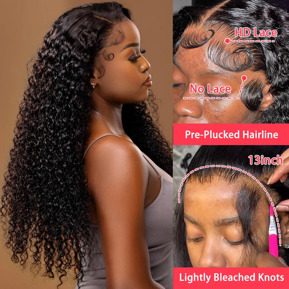 Human Hair 13x6 Deep Glueless Wave Lace Frontal Wigs