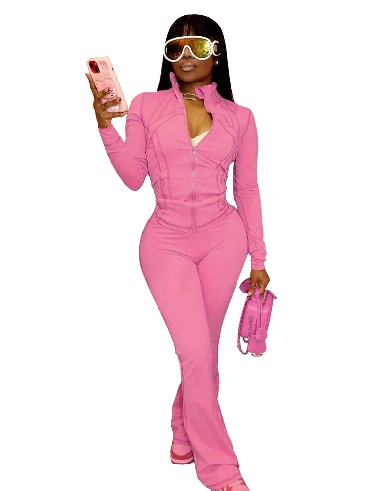 Two Piece Flared Pants Tracksuits Set