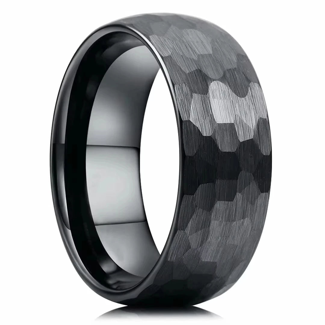 Black Brushed Stainless Steel Couple Ring